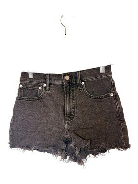 Madewell Faded Black The Perfect Jean Shorts Raw Hem 3.5" Inseam Size 25